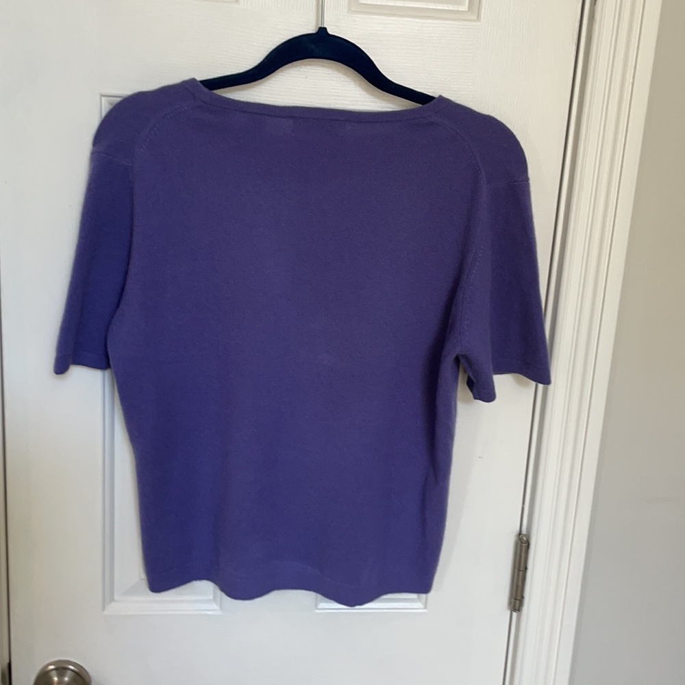 Lord & Taylor Deep Lavender Cashmere Sweater - Picture 4 of 4